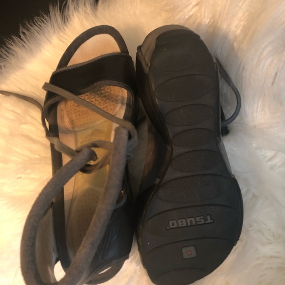 Timo Weiland for Tsubo woman’s size 8 black leather platform wedge summer heels - Picture 7 of 9